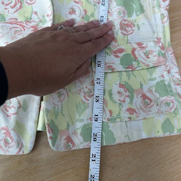 Elie Tahari Linen Blend Blazer Jacket Sz 4 Floral Pastel Cottagecore Coquette - Picture 13 of 13